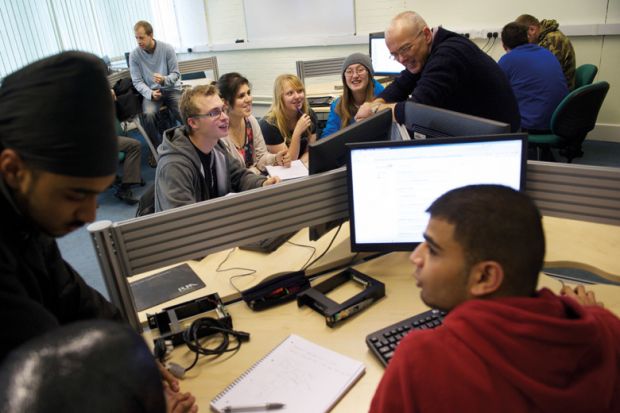 Students working at computers