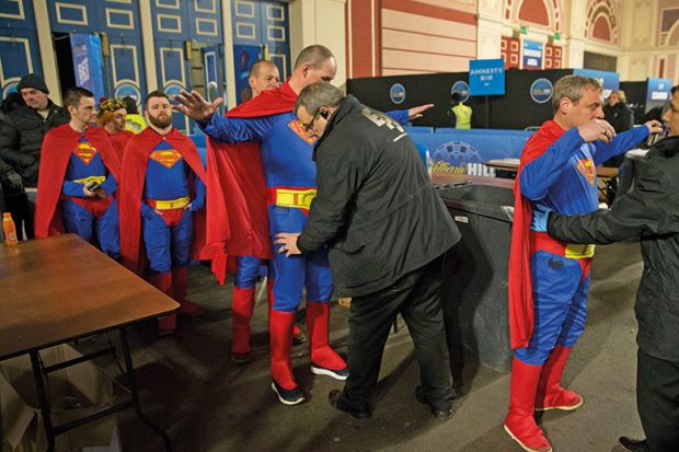 Superman at security control