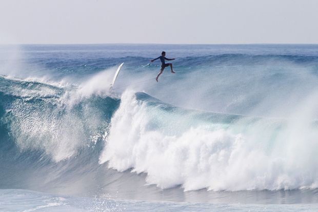 Surfer wipeout