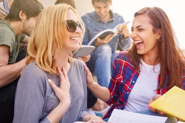 Surprised happy student