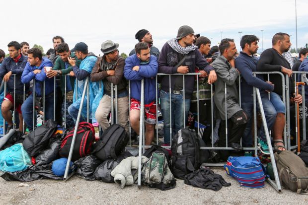 Syrian refugees. Slovenian border with Croatia, 2015