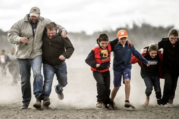 Three-legged race, Kalahari, South Africa, 2014