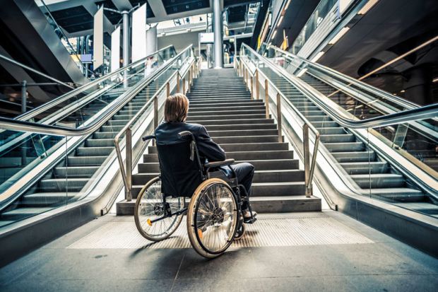 Wheelchair at stairs