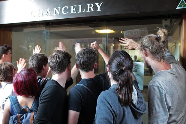 Students at window