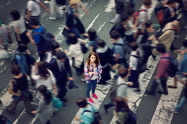 Woman in crowd