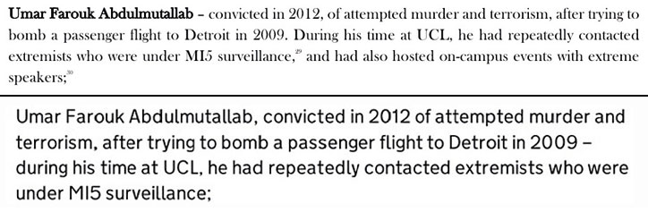 Umar Farouk Abdulmutallab: text from reports