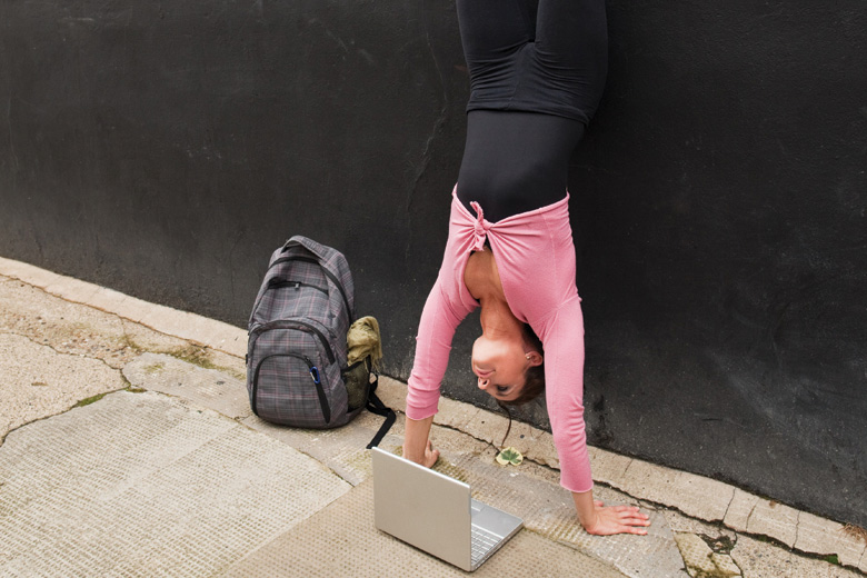 Woman doing handstand