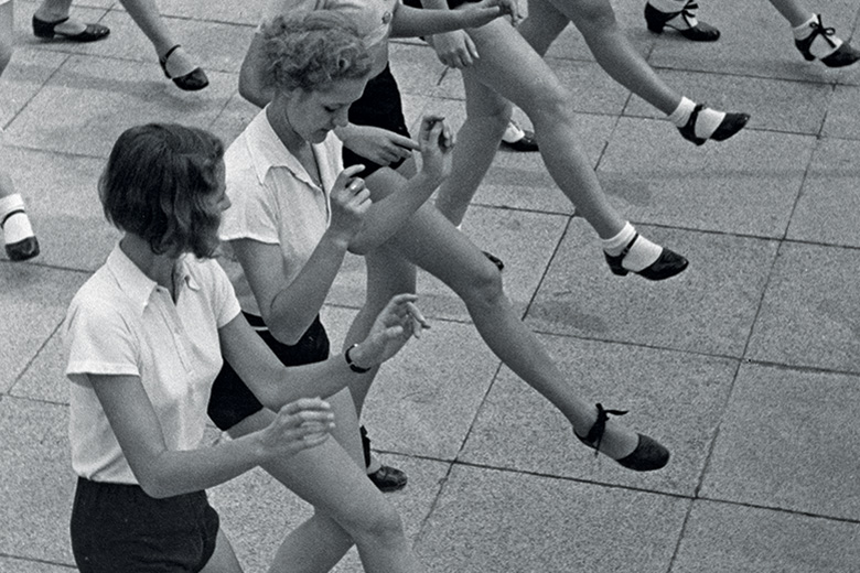 Women line dancing