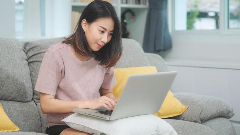 Young woman on computer