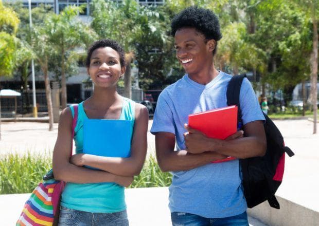 Students at a university campus