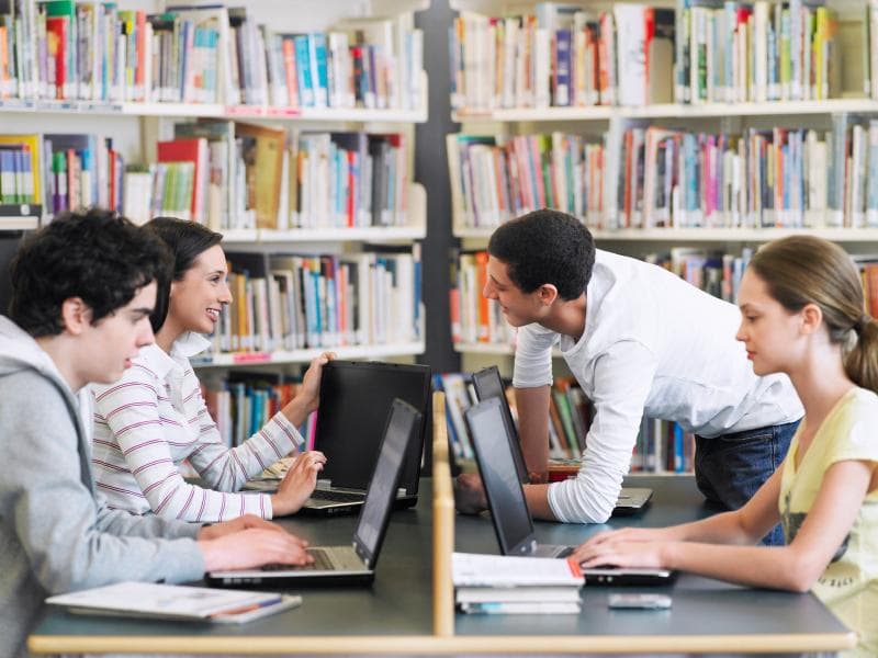 Students in library